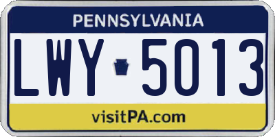 PA license plate LWY5013