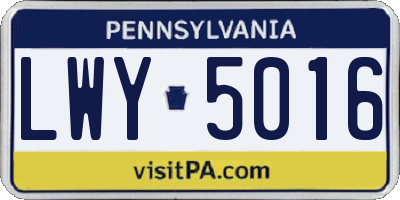 PA license plate LWY5016