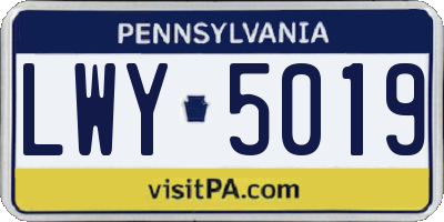 PA license plate LWY5019