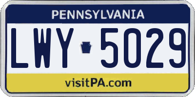 PA license plate LWY5029