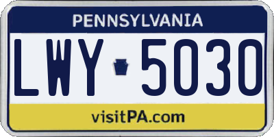 PA license plate LWY5030