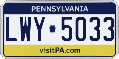 PA license plate LWY5033