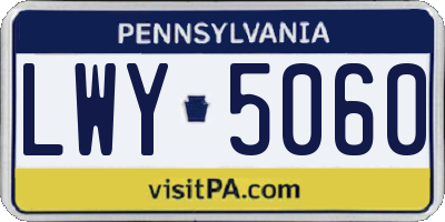 PA license plate LWY5060