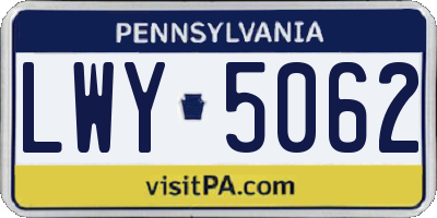 PA license plate LWY5062