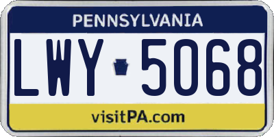 PA license plate LWY5068
