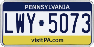 PA license plate LWY5073