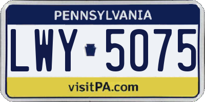 PA license plate LWY5075