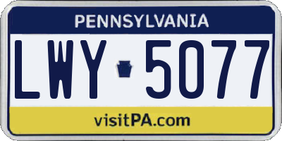 PA license plate LWY5077