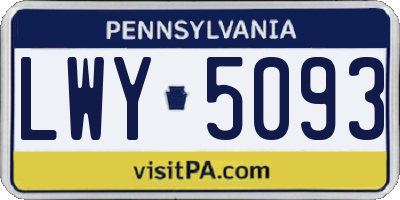 PA license plate LWY5093