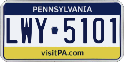 PA license plate LWY5101