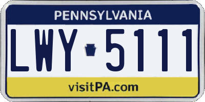 PA license plate LWY5111
