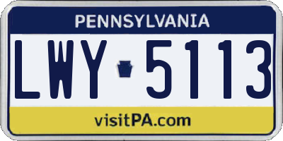 PA license plate LWY5113