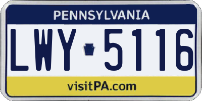 PA license plate LWY5116