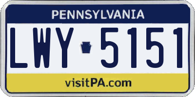 PA license plate LWY5151