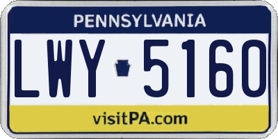 PA license plate LWY5160