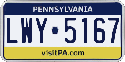 PA license plate LWY5167