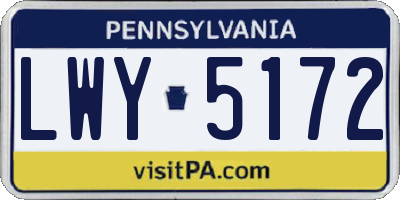 PA license plate LWY5172