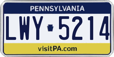 PA license plate LWY5214