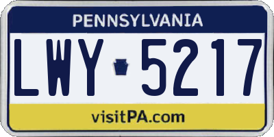 PA license plate LWY5217