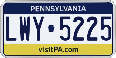 PA license plate LWY5225