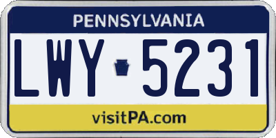 PA license plate LWY5231