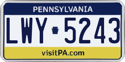 PA license plate LWY5243