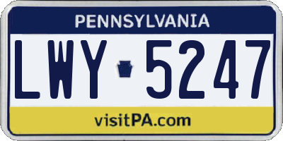 PA license plate LWY5247