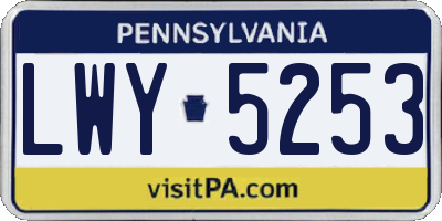 PA license plate LWY5253