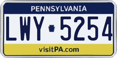 PA license plate LWY5254