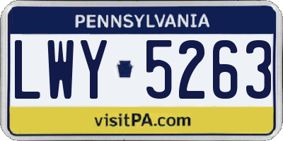 PA license plate LWY5263