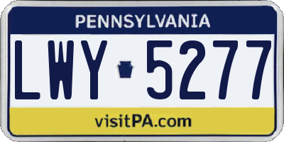 PA license plate LWY5277