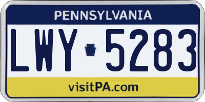 PA license plate LWY5283