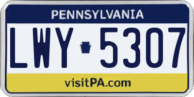 PA license plate LWY5307