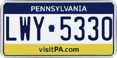 PA license plate LWY5330