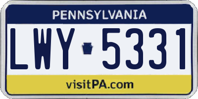 PA license plate LWY5331