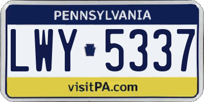 PA license plate LWY5337