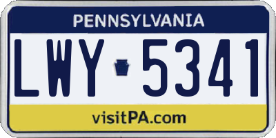 PA license plate LWY5341