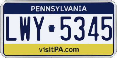 PA license plate LWY5345