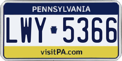 PA license plate LWY5366