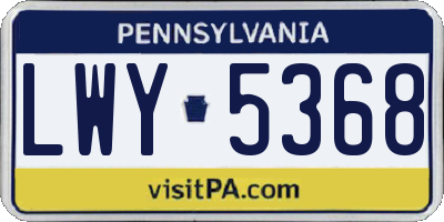 PA license plate LWY5368