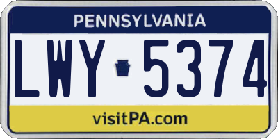 PA license plate LWY5374