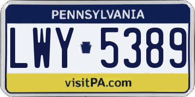 PA license plate LWY5389