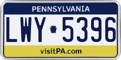PA license plate LWY5396