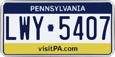 PA license plate LWY5407