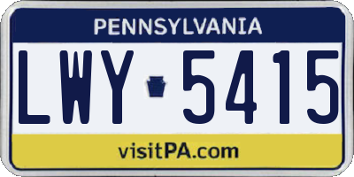 PA license plate LWY5415
