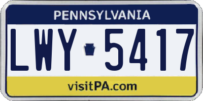 PA license plate LWY5417