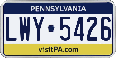 PA license plate LWY5426