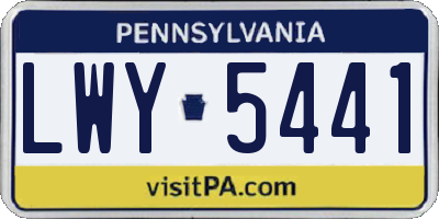 PA license plate LWY5441