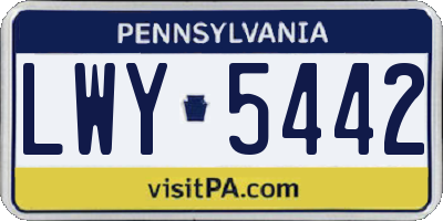 PA license plate LWY5442