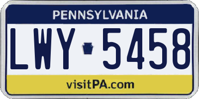 PA license plate LWY5458